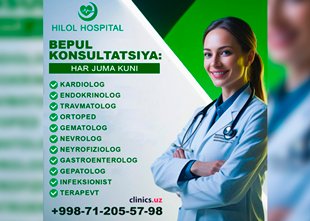 BEPUL KONSULTATSIYA — har juma kuni Hilol Hospital klinikasida!